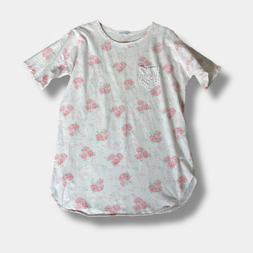 Vintage Floral Feminine Night-flowers Cotton Sleep Shirt